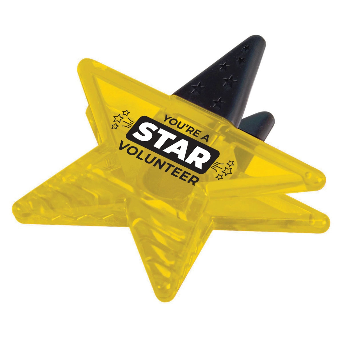 Star shaped magnetic clip with volunteer appreciation logo