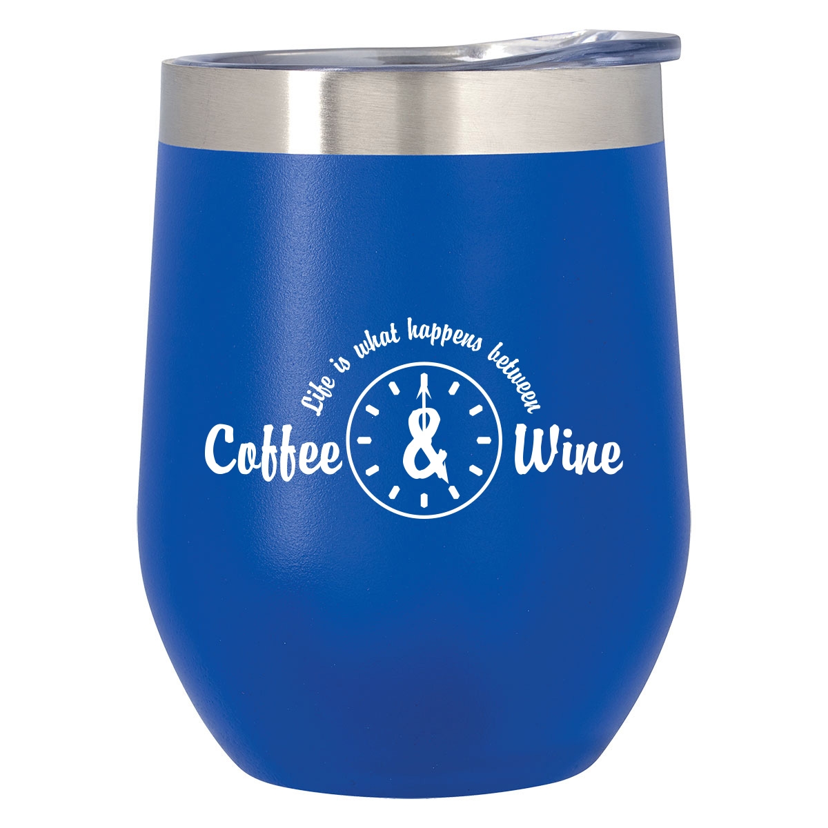 Stemless wine glass with funny wine quote