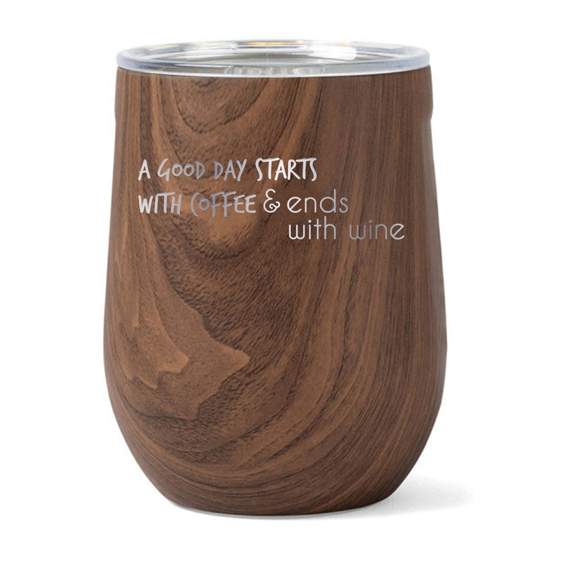 corkcicle stemless wine cup with funny wine saying