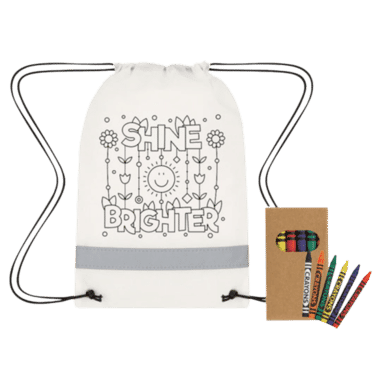 Lil' Bit Reflective Coloring Drawstring Bag w/ Crayons