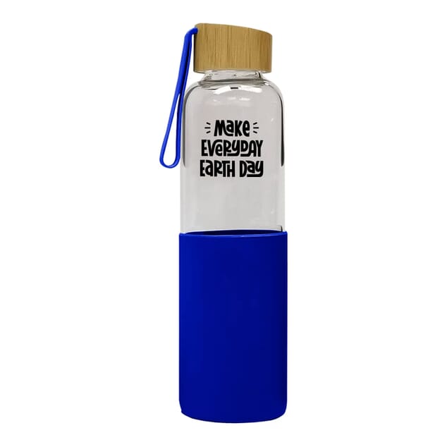 glass water bottle with bamboo lid