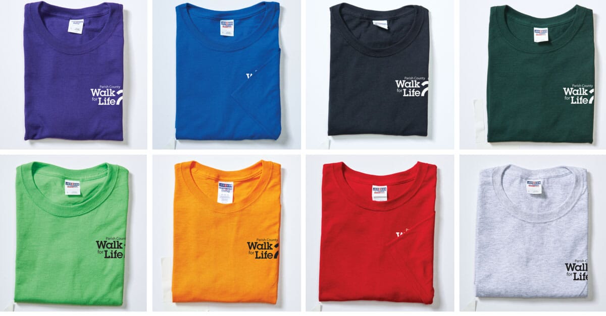 Customized t-shirts folded
