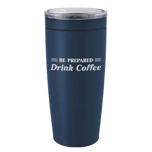 Navy double-wall insulated tumbler with government logo