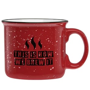 Camp coffee mug with fun coffee saying