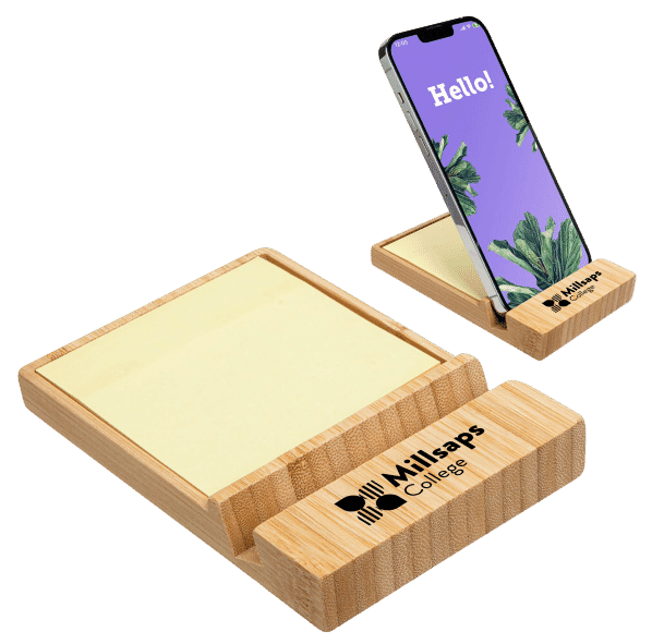 FSC® Bamboo Sticky Note Dispenser with Phone Holder