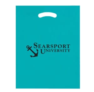 Plasti bag with fold-over die-cut handles