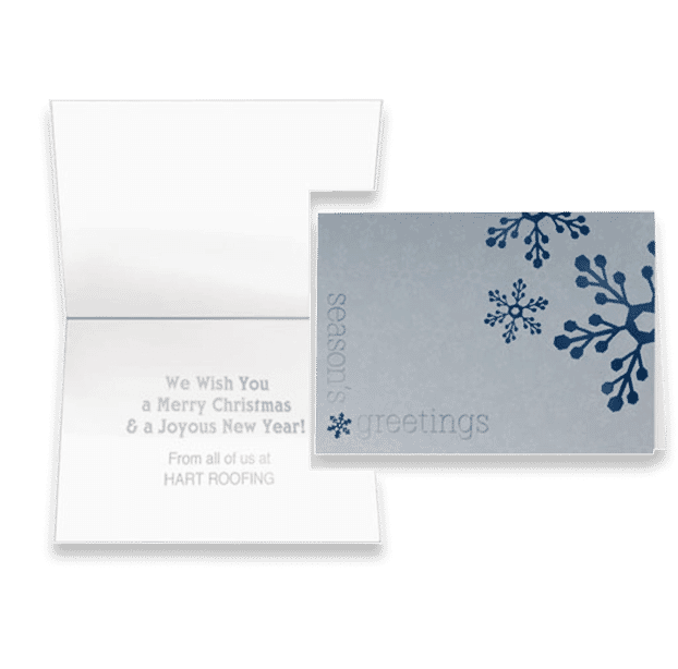 Blue Snowflakes On Silver Greeting Card