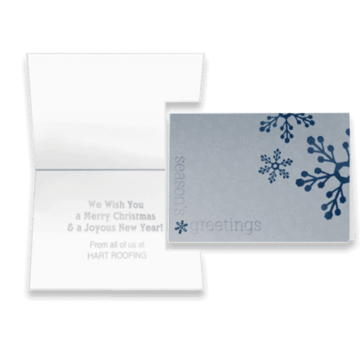 Blue Snowflakes On Silver Greeting Card