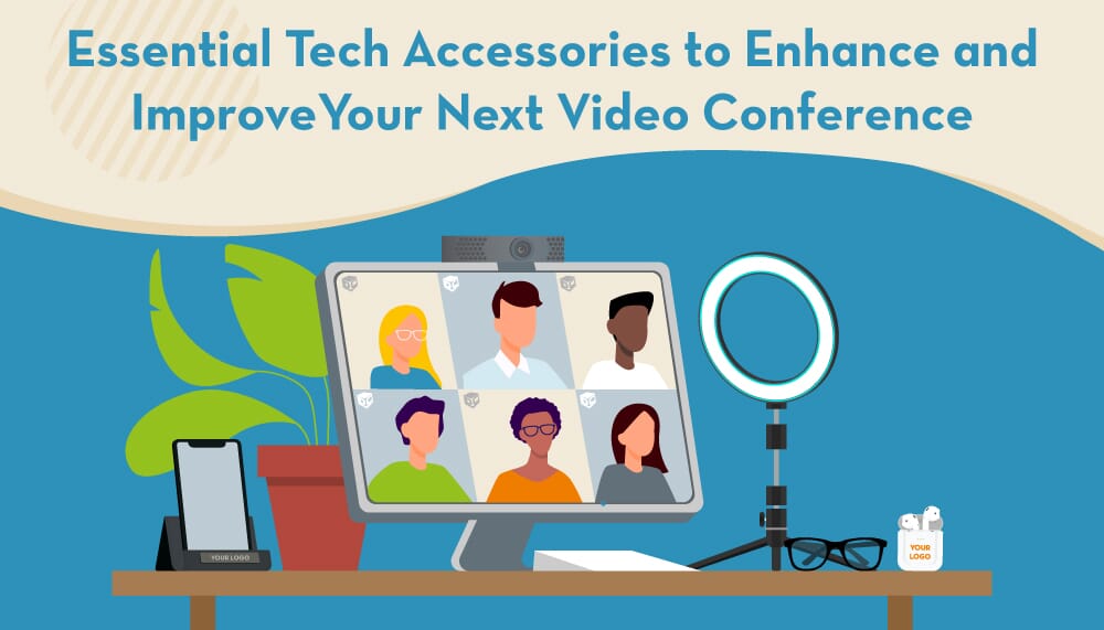 illustration of tech items for a great video call setup