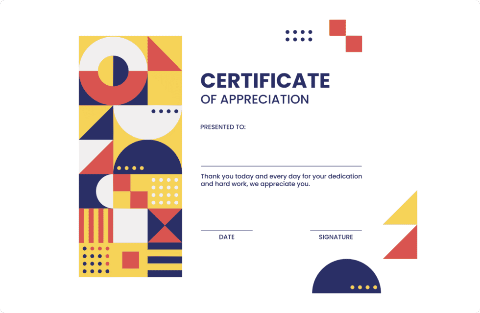 Certificate of Appreciation