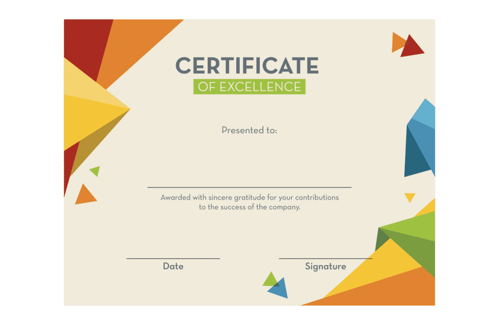 Certificate of Excellence