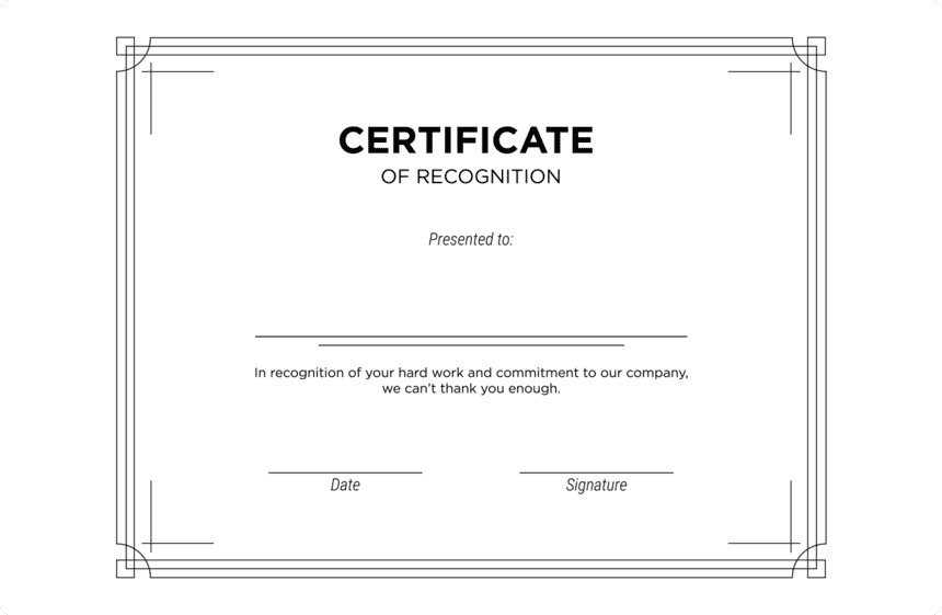 Certificate of Recognition