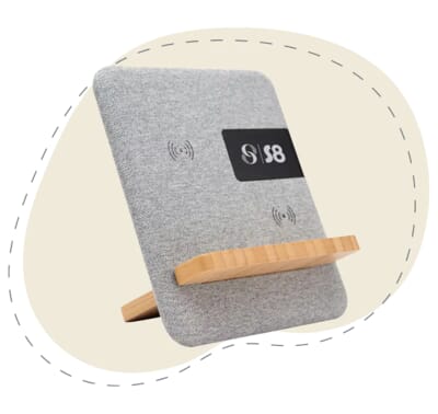 7. Fabric and Bamboo Wireless Charger With Clock