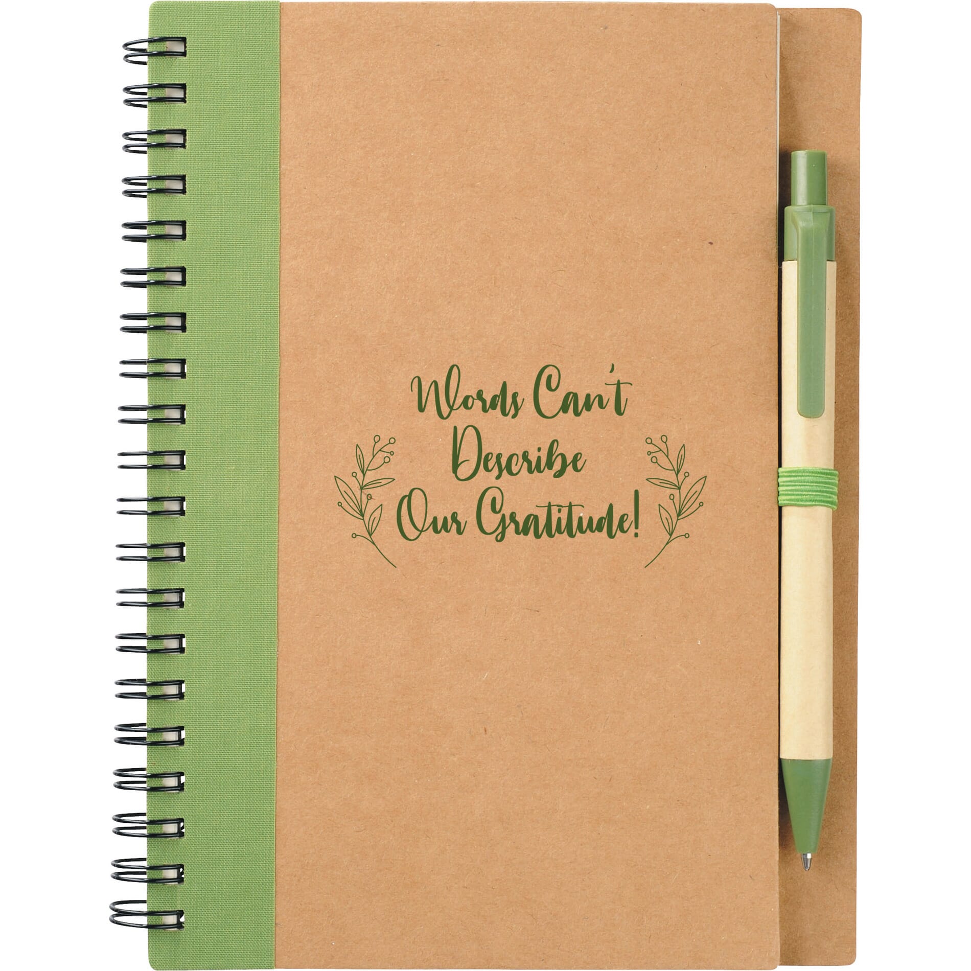 Recycled notebook and pen with volunteer appreciation logo