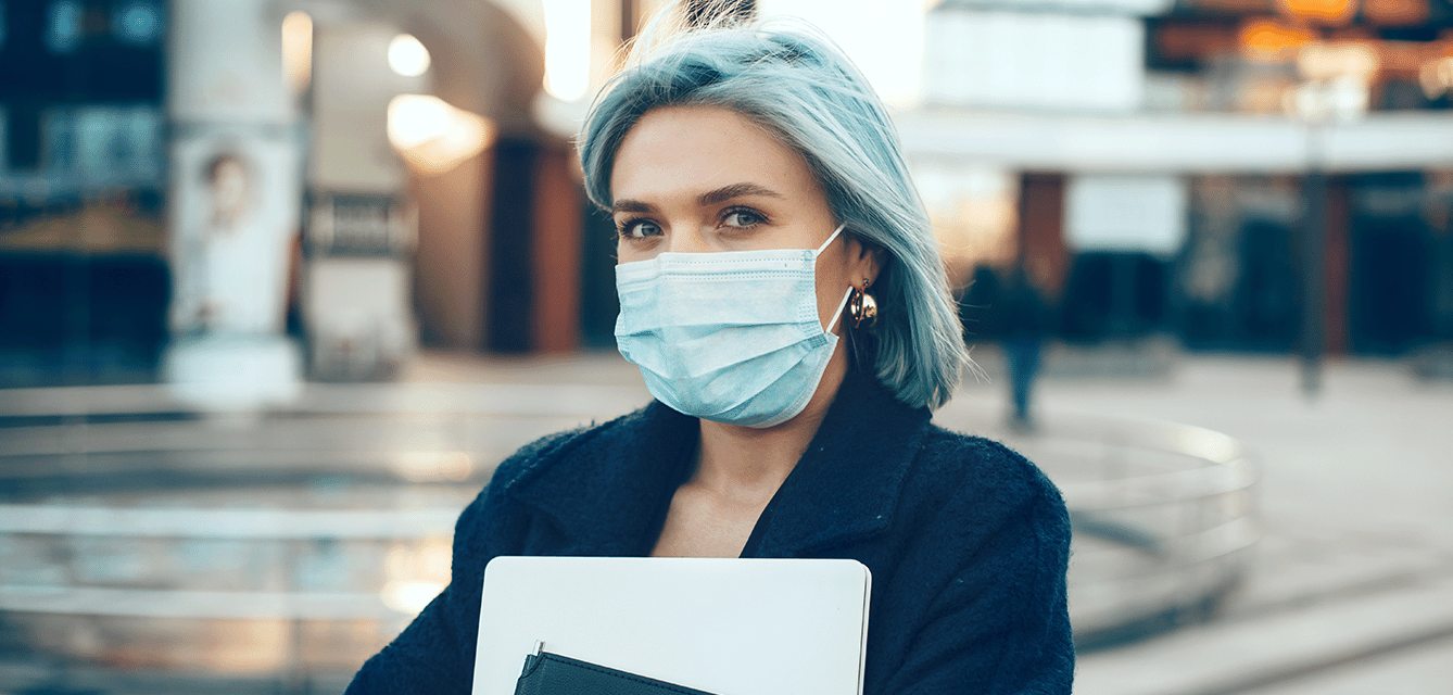 business woman wearing face mask