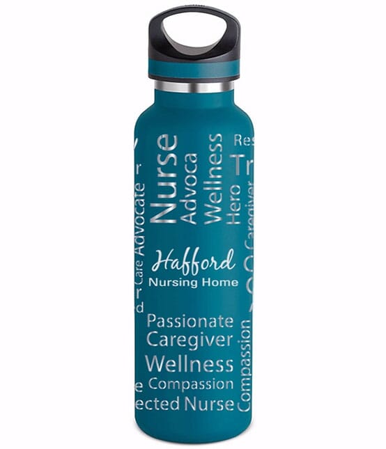 Insulated waterbottle with nurse appreciation word cloud