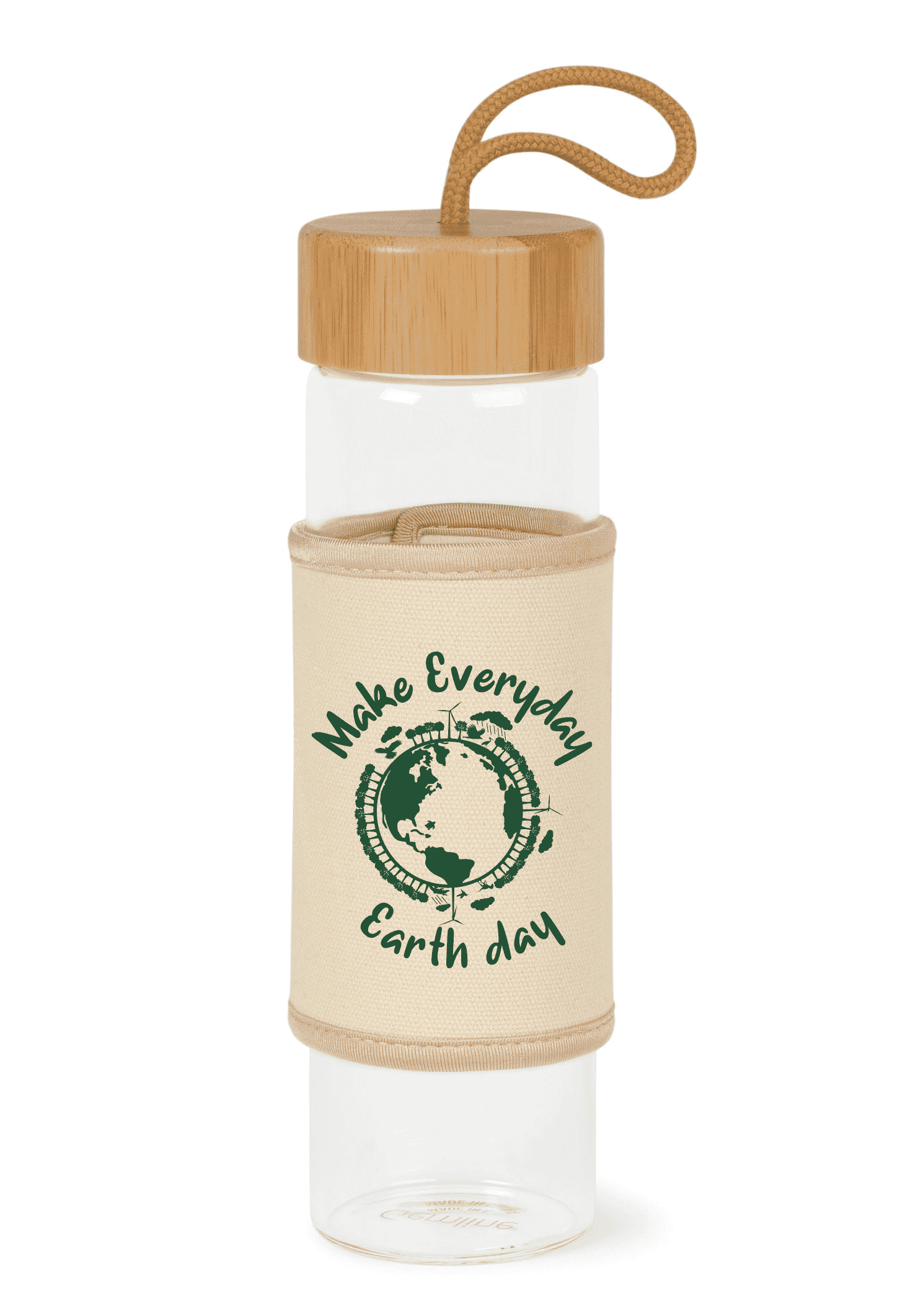 glass water bottle with bamboo lid