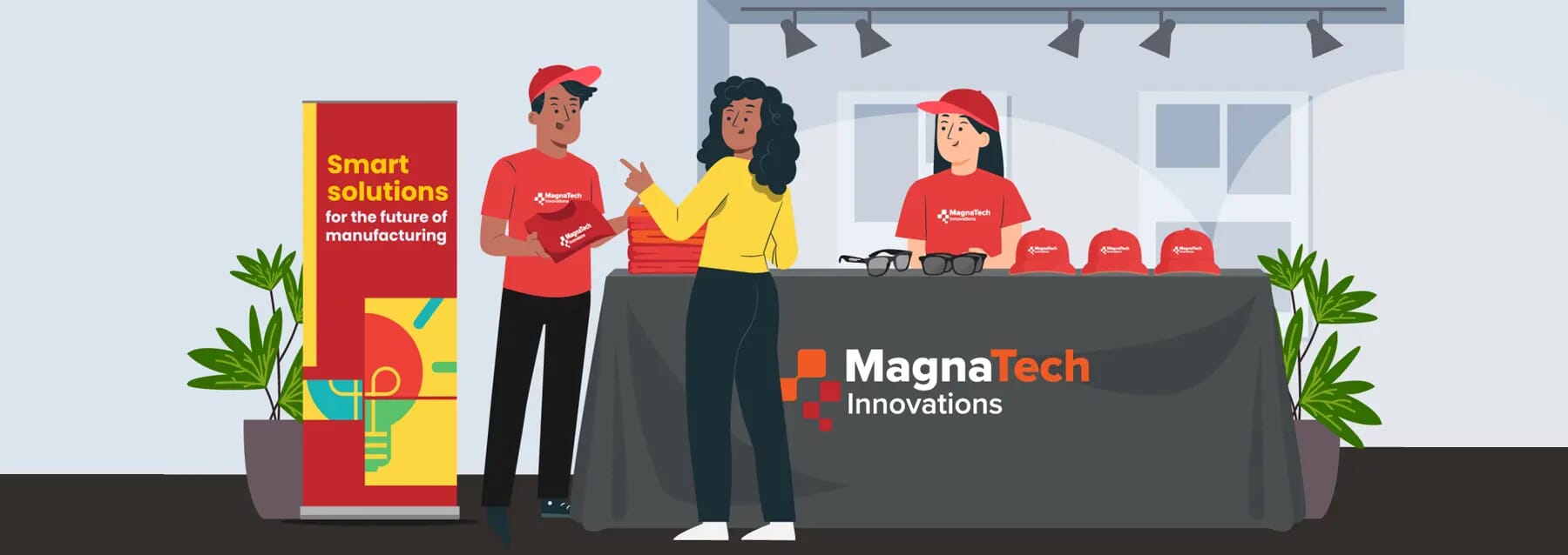 manufacturing trade show booth and attendees
