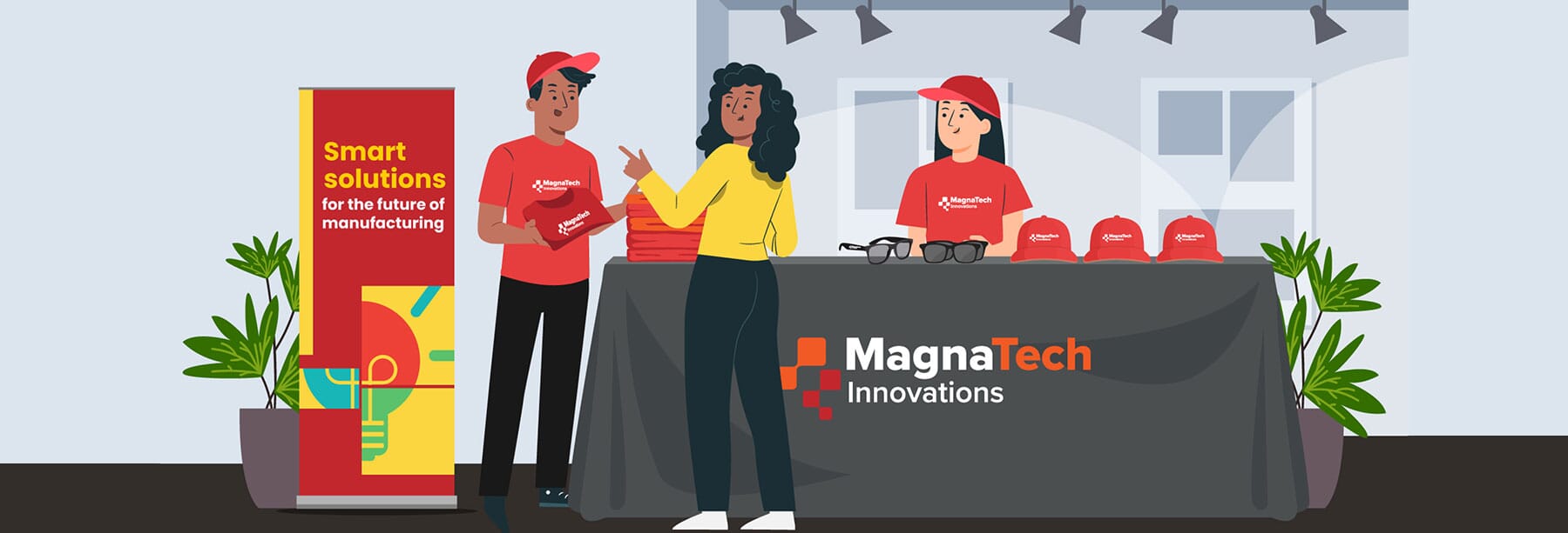 manufacturing trade show booth and attendees