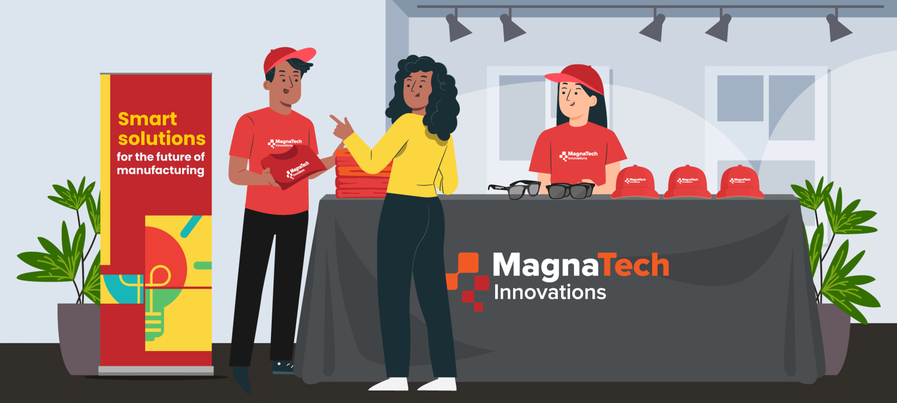 manufacturing trade show booth and attendees