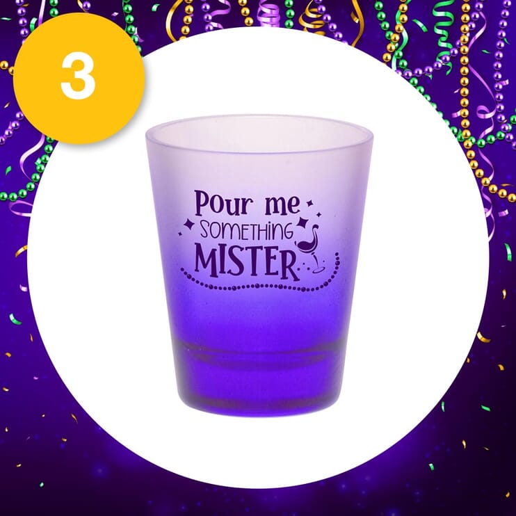 mardi gras shot glass