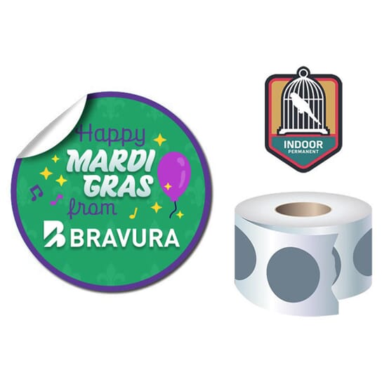 Roll Stickers/Decal Indoor Permanent - Round