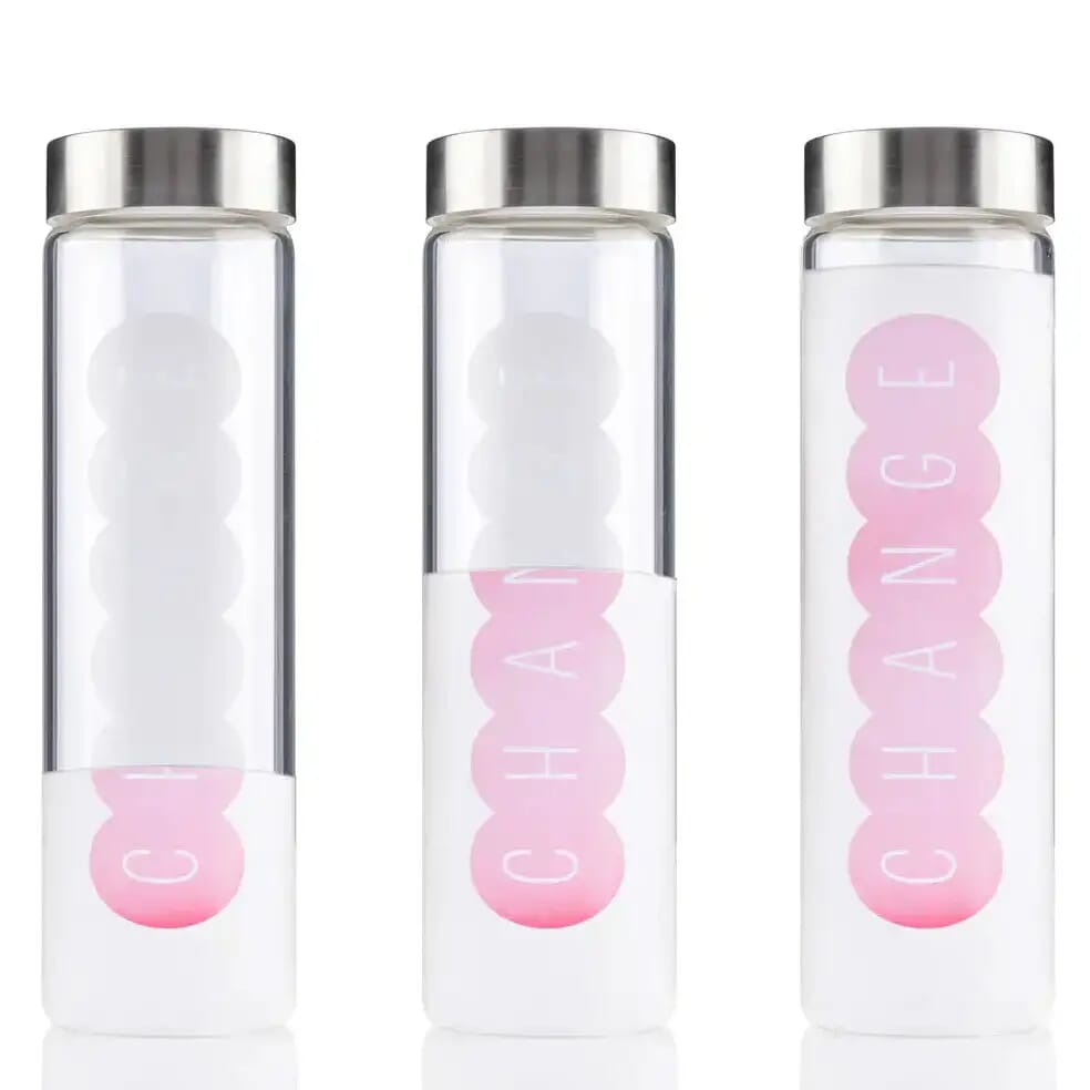 clear water bottle with cold reveal imprint