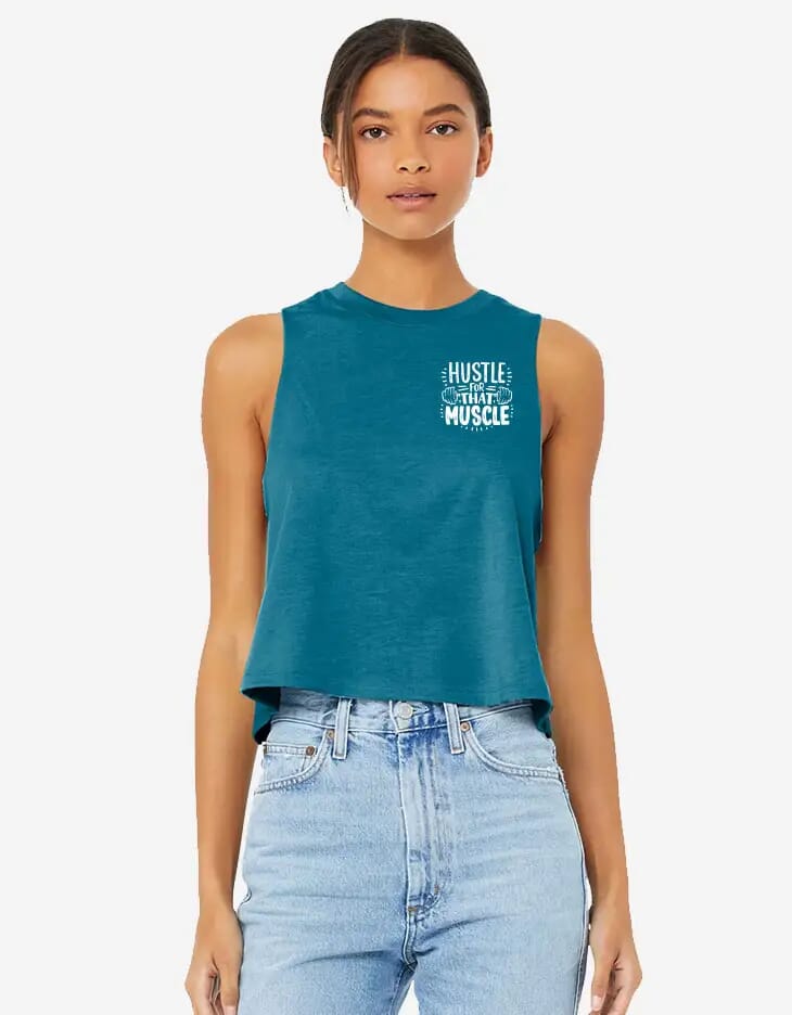 teal bella + canvas tank top with content creator saying