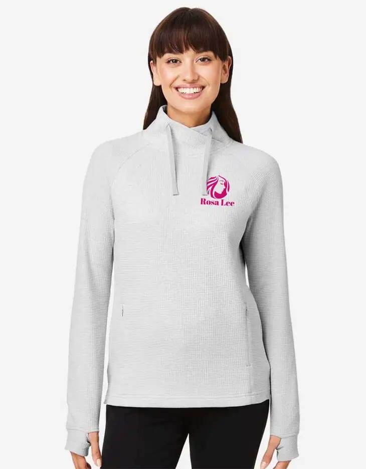 cream waffel pullover with content creator logo