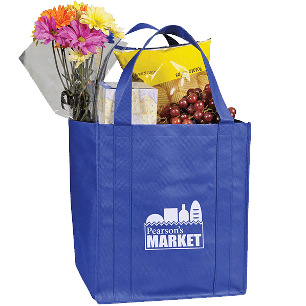 Blue grocery tote bag