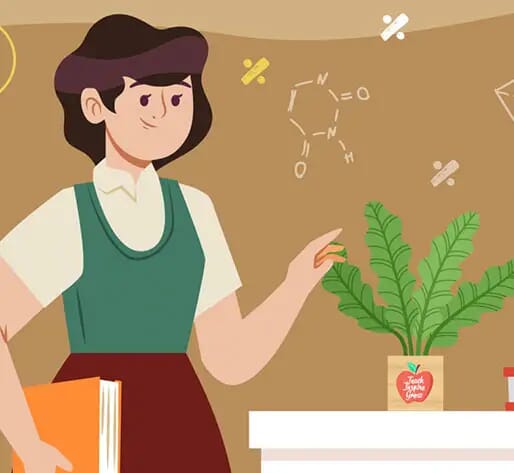 Teacher with plant gift