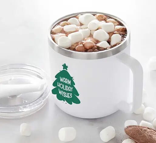 hot cocoa in customized mug