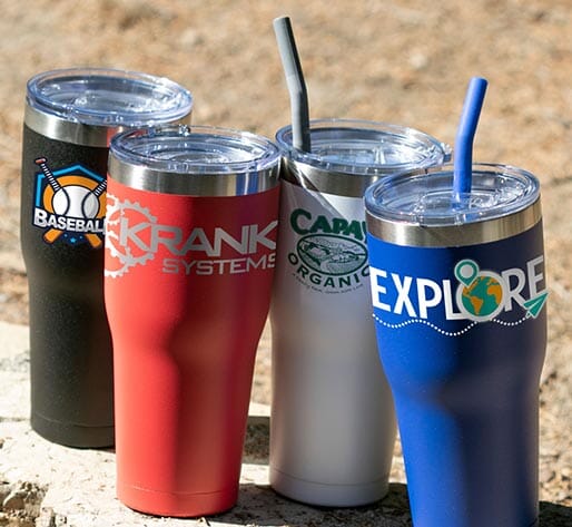 Drinkware with straws