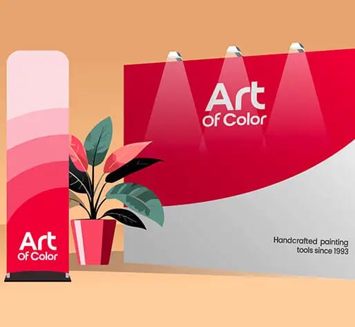 Trade show banners backdrops and tables
