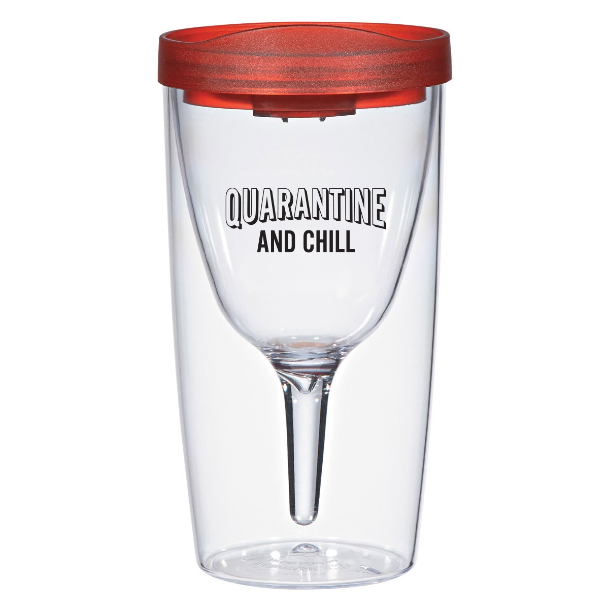 Travel wine tumbler with funny quarantine quote