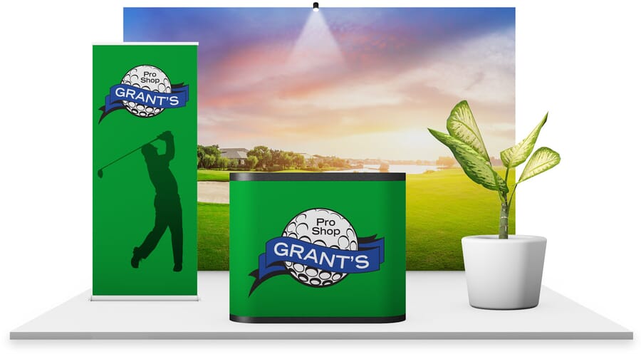 golf trade show booth mockup