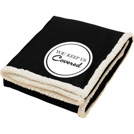 Fleece blanket with volunteer appreciation logo