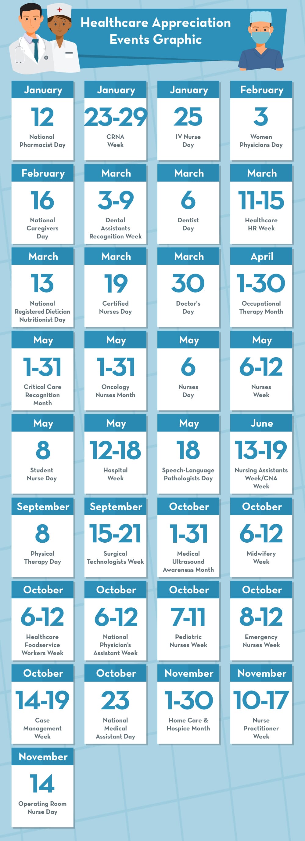 Healthcare appreciation holidays calendar