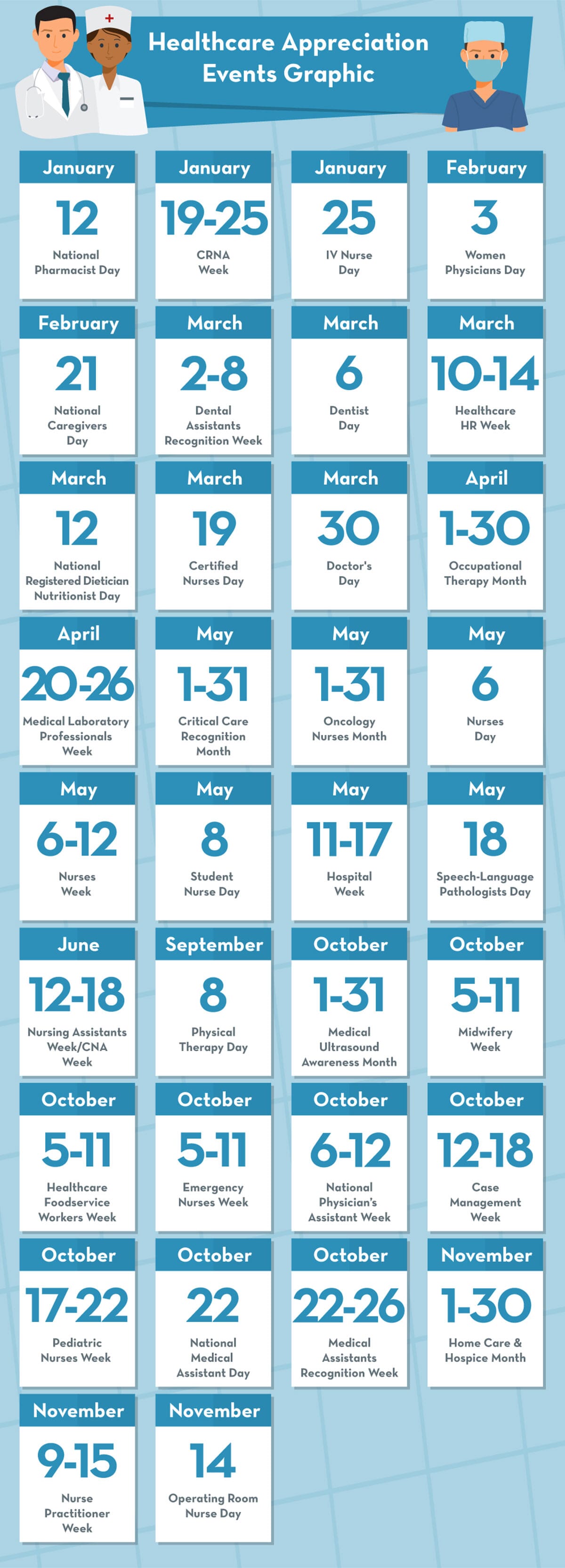 Healthcare appreciation holidays calendar