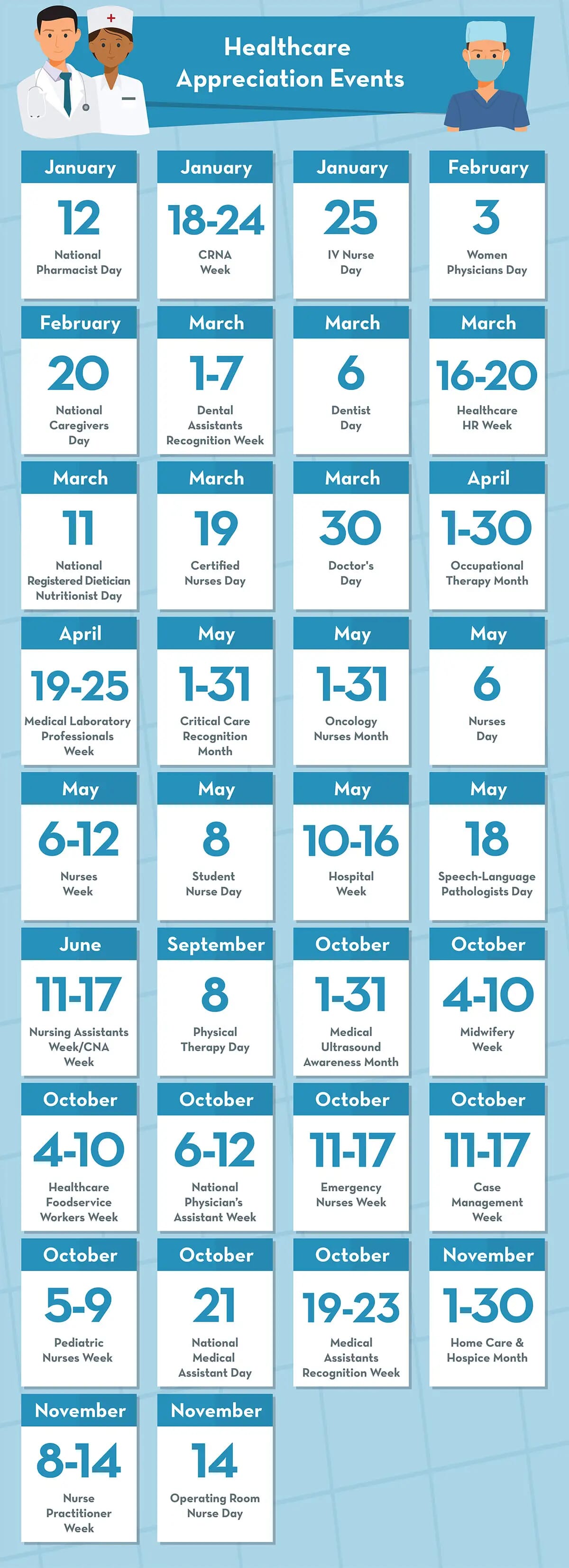 Healthcare appreciation holidays calendar