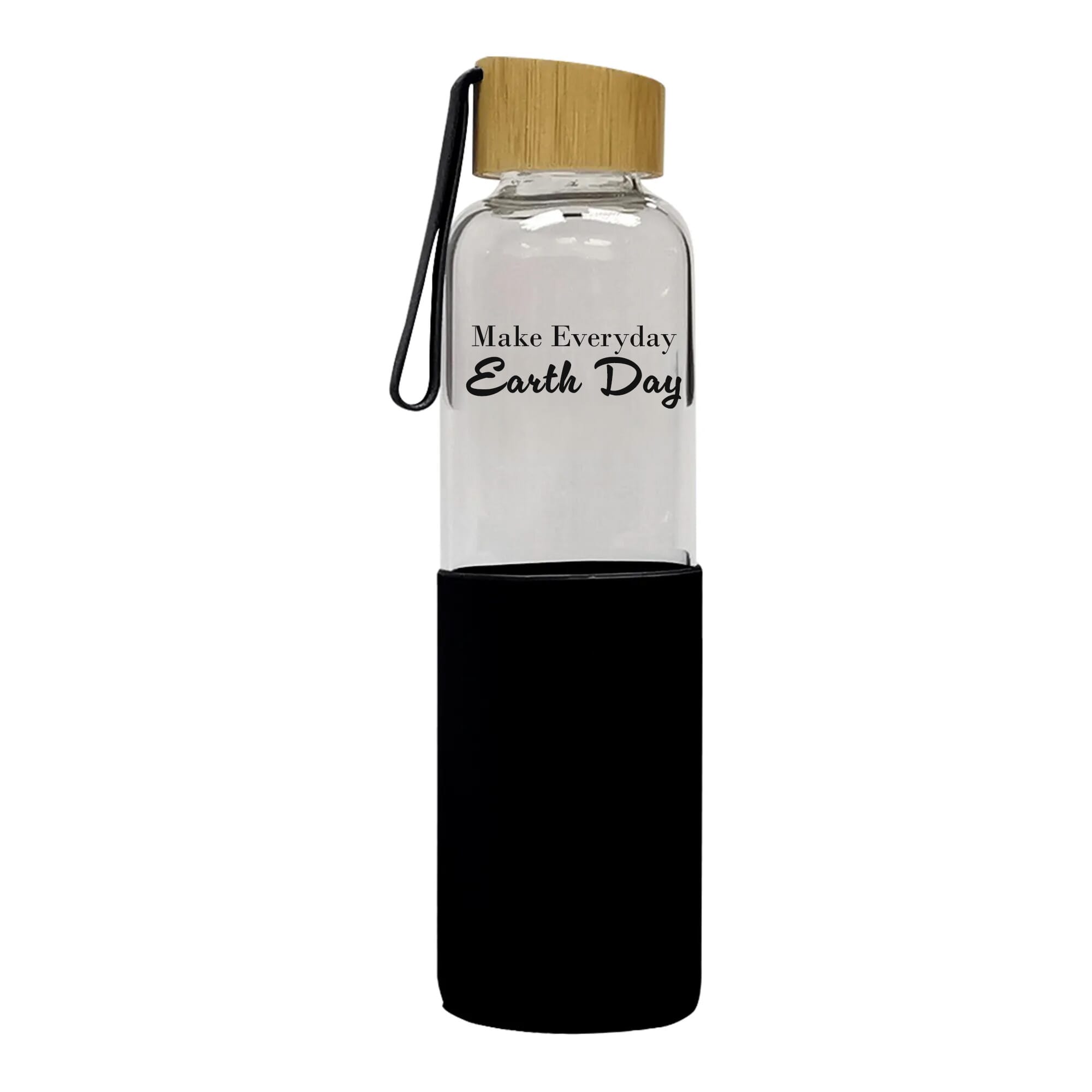 glass water bottle with bamboo lid