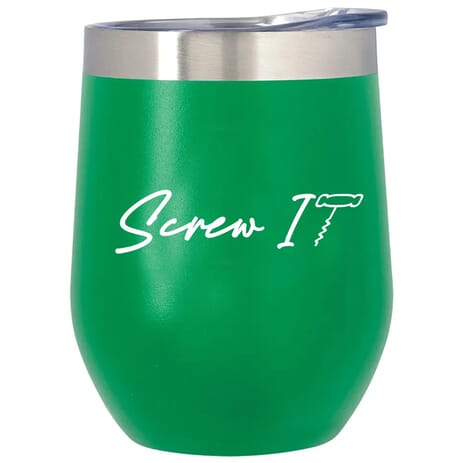 Stemless wine glass with funny quote
