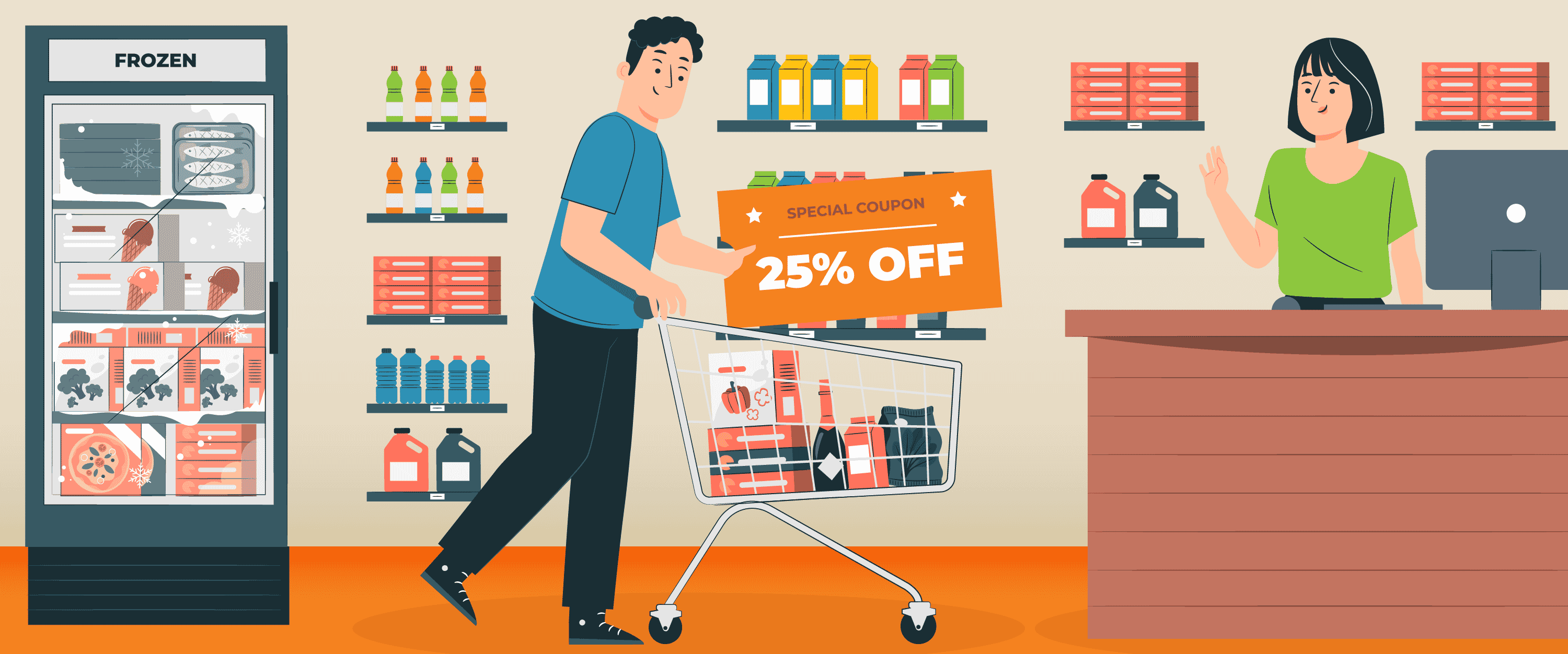man shopping with a coupon