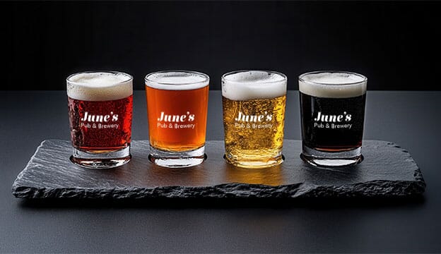 Flight glasses on slate tray