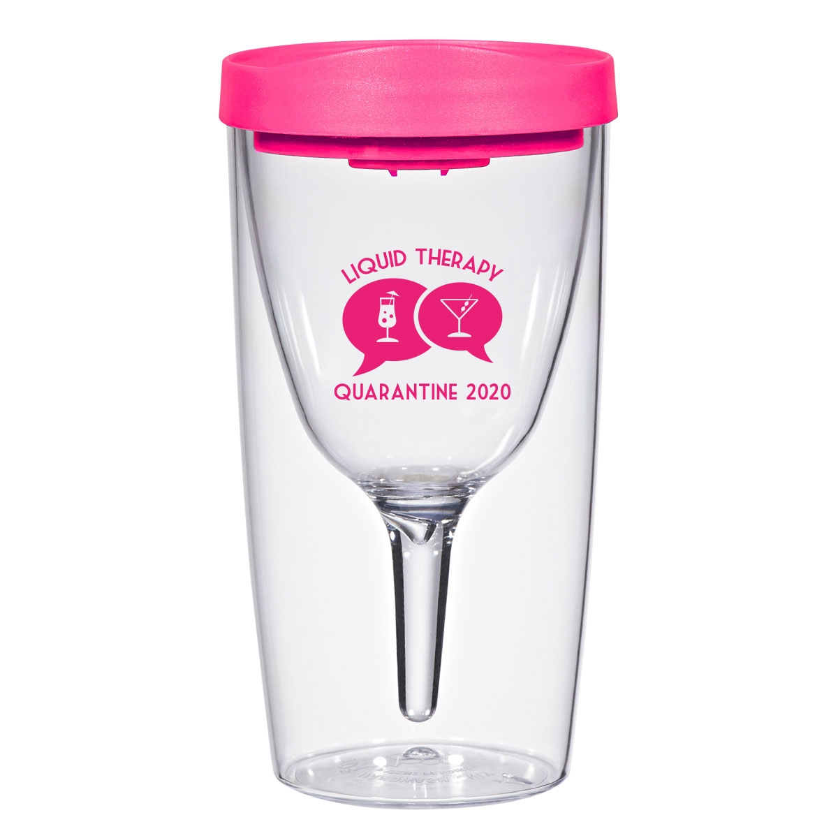 Travel wine tumbler with liquid therapy saying