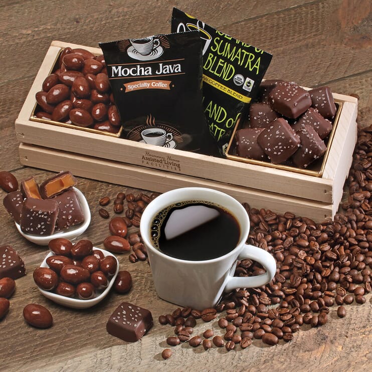 Candle with coffee shop logo for spa day promotion