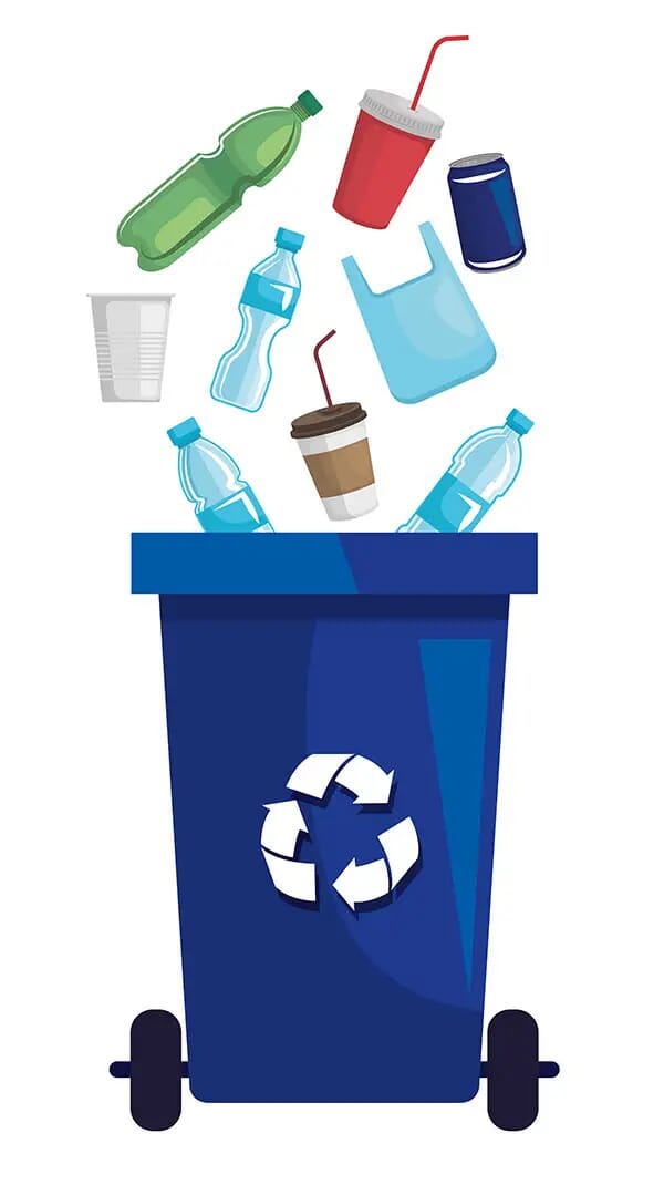 Plastic recycling bin illustration