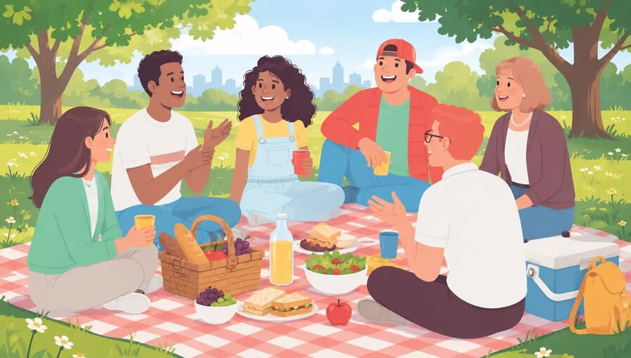 casual reunion picnic setting