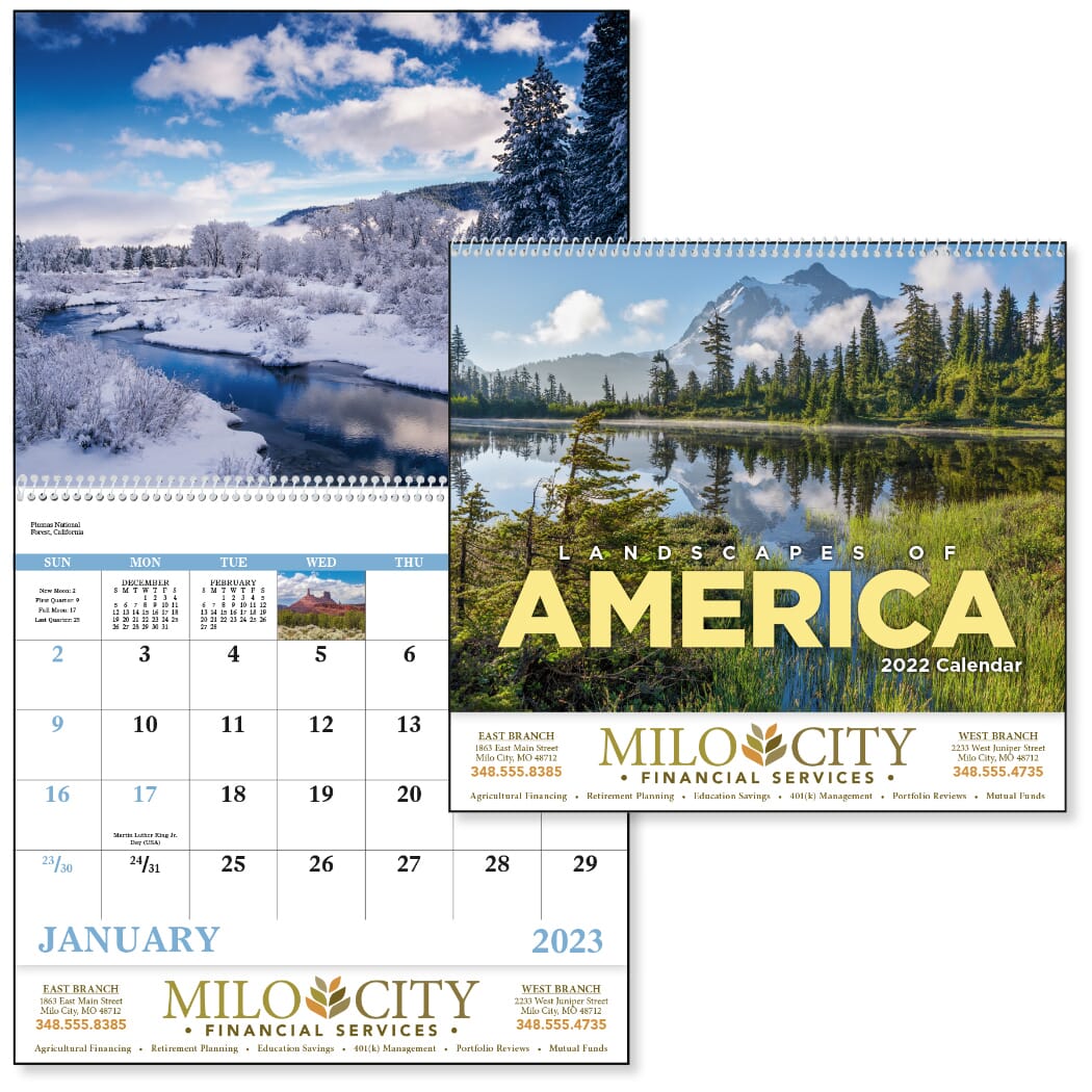 wall calendar with american landscapes