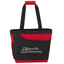 Red and black cooler tote